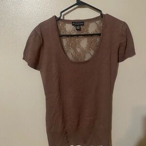 Fitted Blouse with Lace Back